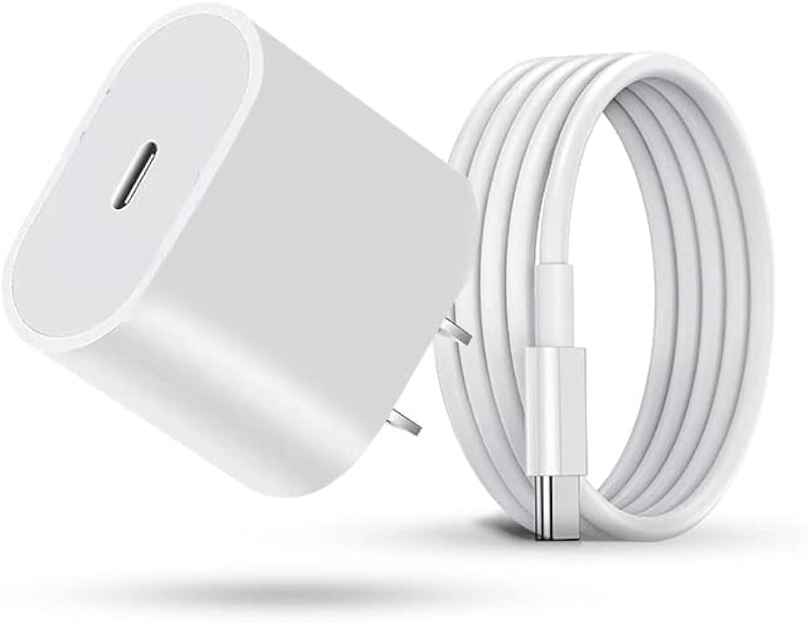 20W USB wall adapter + Type C to lightning charging cable (3ft long)