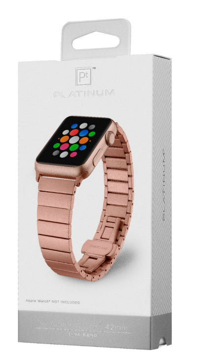 Platinum- Stainless Steel Link Band for Apple Watch 38/40/41mm (Series 1-8) - Rose Gold